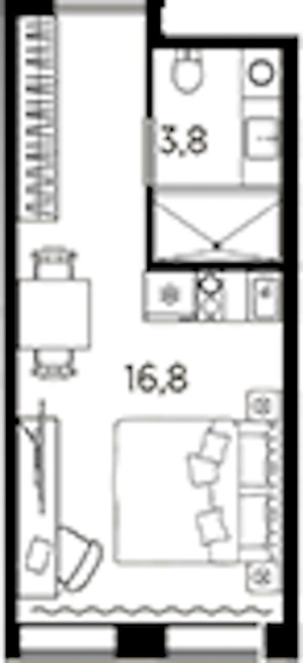 Квартира студия 20.6 м², 12/13 эт., ЖК «AVENIR Industrial»